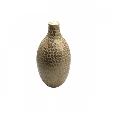 Vase, Flaschenform, gold beige, Knopf Muster, inkl. Deckel