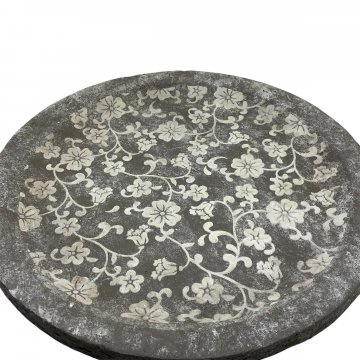 Schale, Stein, Floral, grau, weiß