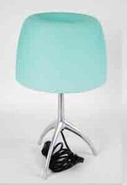 Tischlampe LUMIERE 3-Bein Alu, runder Glasschirm, 26T/E, FOSCARINI, 3x E14