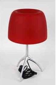 Tischlampe LUMIERE 3-Bein Alu, runder Glasschirm, 26T/E, FOSCARINI, 3x E14