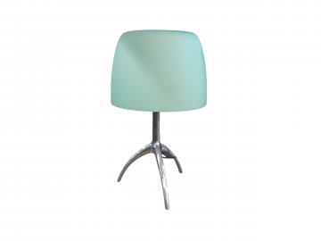 Tischlampe LUMIERE 05 Piccola 3-Bein Alu, runder Glasschirm weiß FOSCARINI