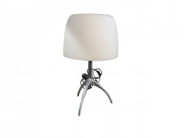 Tischlampe LUMIERE 05 Piccola 3-Bein Alu, runder Glasschirm grün FOSCARINI