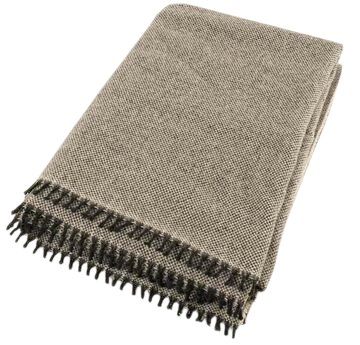 Decke 130x190cm RELAX schwarz/grau mit Fransen, Wollplaid Zoeppritz