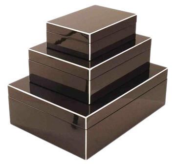 Aufbewahrungsbox &quot;Tang M&quot;, Lack, dunkelbraun mit weißem Rand GIFT COMPANY