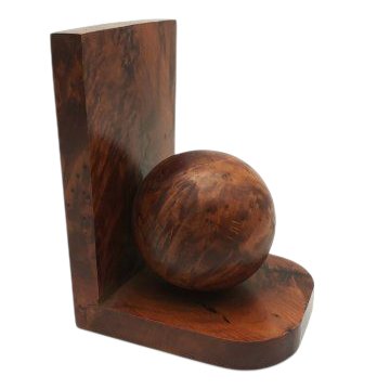 Buchstütze, Wurzelholz, braun, mit Holzkugel, 9x10cm, H: 14cm
