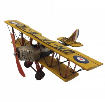 Flugzeugmodell HAVILLAND DH-4, Doppeldecker gelb 2 sitzer, JN-7H, Kampflgzeug aus USA - gebaut für 2. Weltkrieg, B: 22