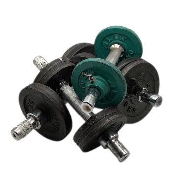 Hantel, bis 10 KG, schwarz / chrom, geriffelte Stange
