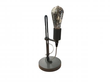Tischlampe, Cube, Metall, grau-grün, runder Sockel, höhen verstellbarer Arm