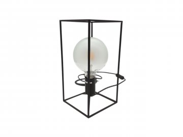 Tischlampe, Cube Metall schwarz, für Retro-Leuchtmittel