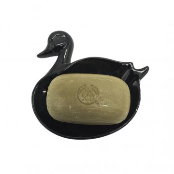 Seifenschale, Ente, schwarz, Keramik