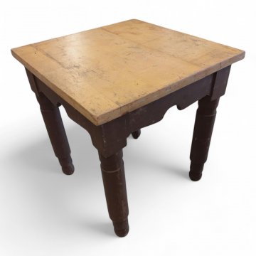 Kneipentisch, Platte h´braun, Gestell dkl.braun lackiert, Zarge, Beine rund, 72x72