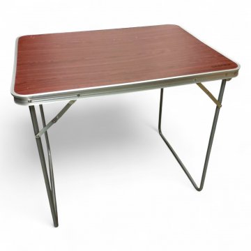 Tisch/Campingklapptisch,Gestell grau,Platte Holzdekor dunkelbraun,Alukante,H/B/T 70x80x60