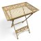Gartenklapptisch, Metall altbeige lackiert, verziert, durchbrochen, Platte umrandet, Beine gekreuzt, L60xB45xH69