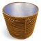 Beistelltisch, Rattan, gestäbt, H 41, Ø 47, Kreuzstege, Platte (eingelegt,abnehmbar) blau