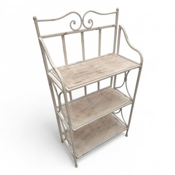 Etagere,Eisen weiß,3 Ablagen Holz weiß klappbar, H/B/T 102x56x29