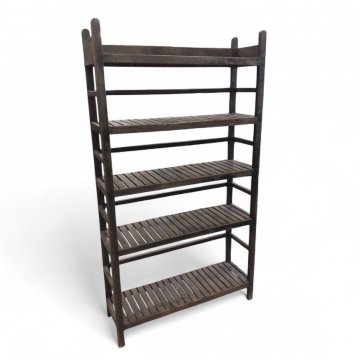 Regal, Teakholz schwarz patiniert, 5 Böden, verlattet, H/B/T 167x92x29