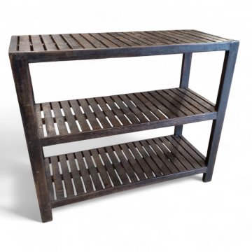 Regal,Teakholz schwarz patiniert, 3 Böden (verlattet), H/B/T 77x92x38