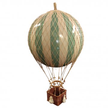 Heißluftballon Modell zum hängen, Türkis/weiß gestreift mit Netz, Ø35cm Höhe