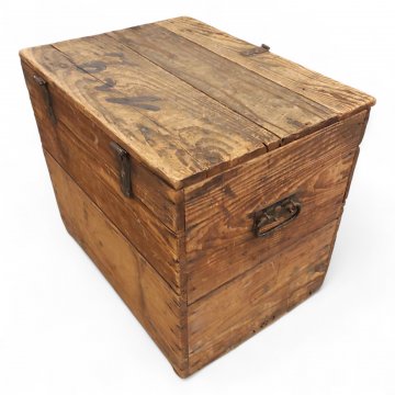 Truhe, Holz braun, seitliche Griffe, Klappdeckel, H/B/T 57x65x50