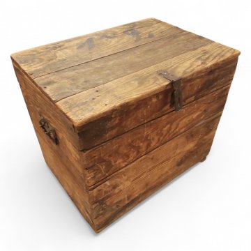 Truhe, Holz braun, seitliche Griffe, Klappdeckel, H/B/T 57x65x50