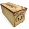 Truhe TITTISEE,Holz beige, Deckel,Front u. Seiten mit Bauernmalerei (Blumenmotiv),seitl. Griffe (Schmiedeeisen), Kugelfüße, H/B/T 49x105x42