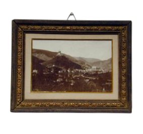Bild, &quot;Cochem&quot; im Holzrahmen, gold schimmernd, verziert, Passepartout mit Goldnase, 21x17cm