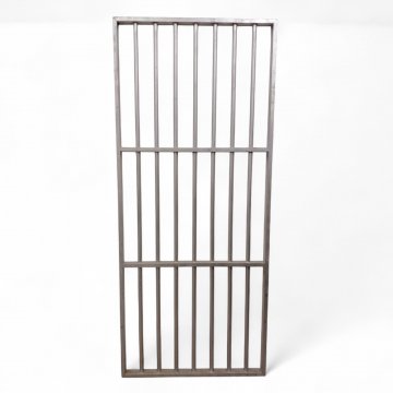 Gitter/Gefängnisgitter, Holz silber, H/B/T 235x100x6, 7 Stäbe mit 25mm Durchmesser, 2 Querrigel