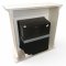 Kamin, Holz altweiß, mit Feueröffnung, H/B/T 105x102x38, Feuröffnung H 58, B 51