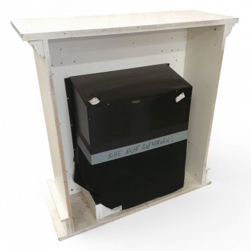 Kamin, Holz altweiß, mit Feueröffnung, H/B/T 105x102x38, Feuröffnung H 58, B 51