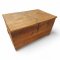 Truhe, Holz Dunkelbraun, Klappdeckel, seitl.Tragegriffe (rostig), H/B/T 47x85x57