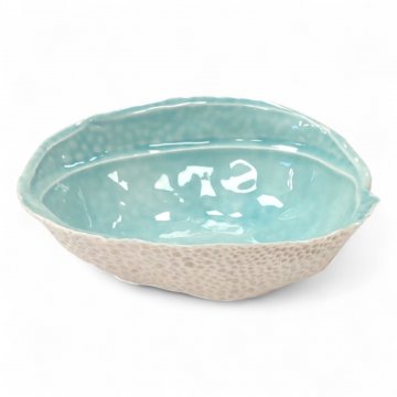 Vorspeisenschale Bowl AKOYA, Porzellan helltürkis glasiert, Unterseite mattweiß, Ø14 - FELICITHAS ARNDT