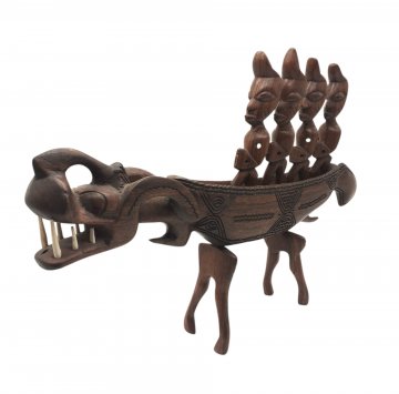 Afrikanische Figur, Löwe mit vier Krieger