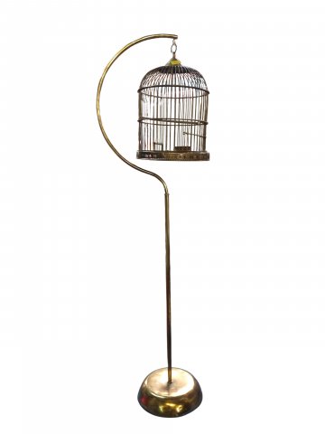 Vogelkäfig/Voliere, Messingdraht, Vintage, Ø40cm, 150cm, Standfuß zum Hängen