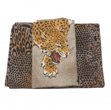Bettwäschegarnitur 135x200 + Kissen 80x80cm &quot;Leopard&quot; braun- schwarz gemustert