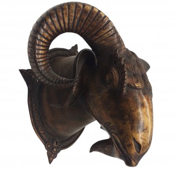 Widderkopf / Ziege, Bronze mit Patina, zum hängen