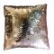 Kissen 45x45, Pailletten zum Wenden, kupfern und golden, Rückseite Stoff rosa