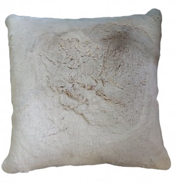 Kissen 80x80 beige, weiß schimmernd, Kunstfell,  Rückseite Microfaser, wollweiß, sehr flauschig