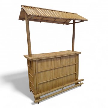 Theke, Bambus, Bambusdach (abnehmbar), 2 Regalböden, Türen, Glashalter, H/B/T 232x165x90