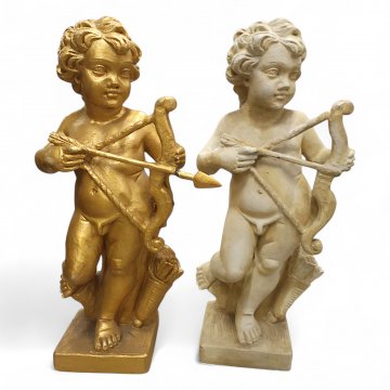 Figur AMOR, Stein (1x graubeige/ 1x gold lackiert), H90xB45xT30
