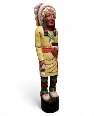 Figur INDIANER, Holz geschnitzt, bunt, H195