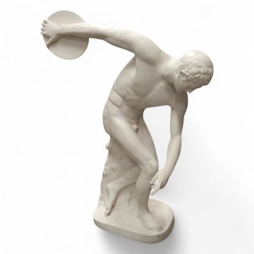 Figur, Diskuswerfer, K.stoff weiß, H/B/T 165x110x50