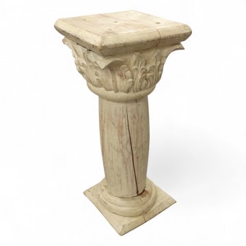 Säule, Holz altweiß, Kapitell, B/T32 H75