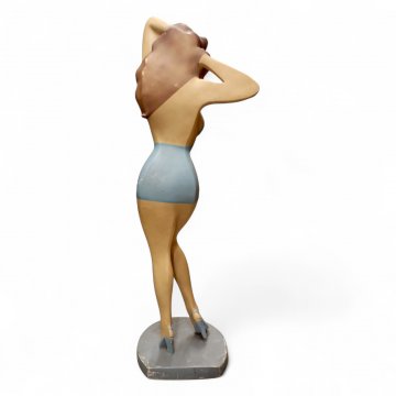 Figur PIN-UP GIRL, Fiberglas, Kleidung h´blau, Sockel grau, H175