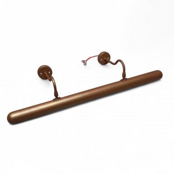 Bildstrahler, Röhrenform, rostfarben, zwei Ausleger, 80cm Breite, 4-flg. E14 12V (inkl. weißem PVC-Kabel)