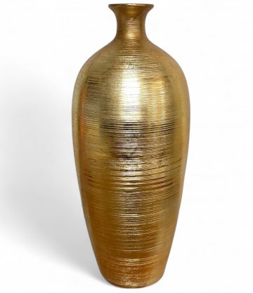 Vase Keramik, gold, quergerillt, 50H, KARE