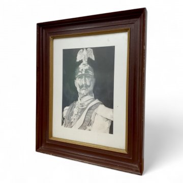 Bild PORTRÄT KAISER WILHELM DER II - 1859 - 1941 , schwarz/weiß, Glas, Holzrahmen braun, Zierleiste gold, 56x45,5, ZW