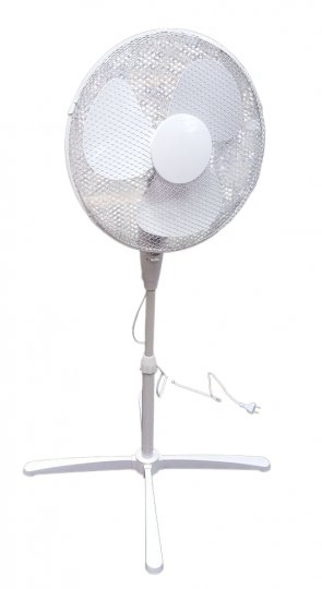 Ventilator / Standventilator weiß, h max. 115cm verstellbar, Fuß Kreuz, Metall Kunststoff, SK2