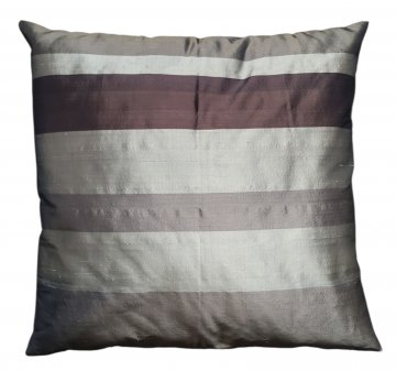Kissen 50x50, beige/grau/ braun gestreift, Seide