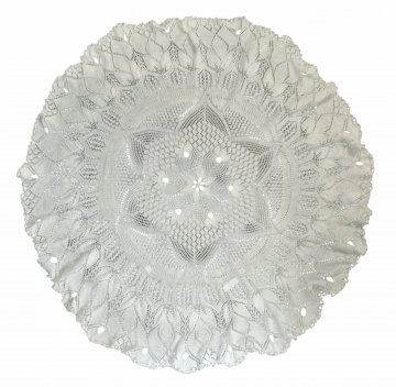 Tischdecke, Ø 95cm, weiß, Häkeldecke