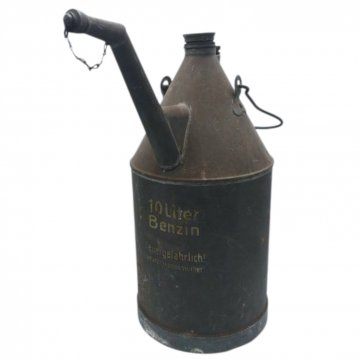 Benzinkanne, mit Henkel und Patina, 10 Liter